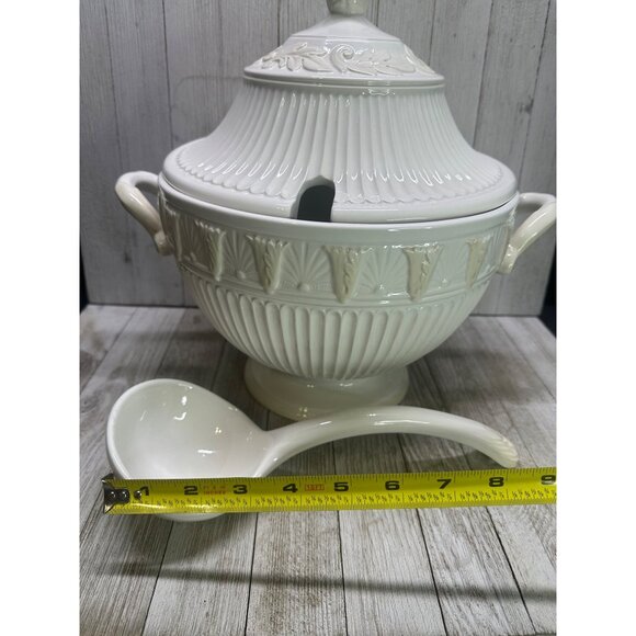 Vtg Lenox Butler's Pantry Soup Tureen with Lid and Ladle with Tag Cream 12" Tall - Picture 9 of 15